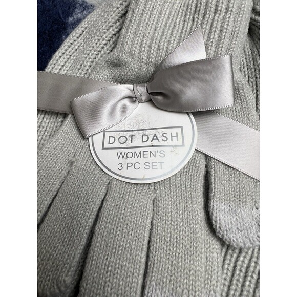 Dot Dash 3pc Cable Knit Pom Pom Hat, Gloves & Scarf Multi NWT Fall Winter Chic - Picture 3 of 7